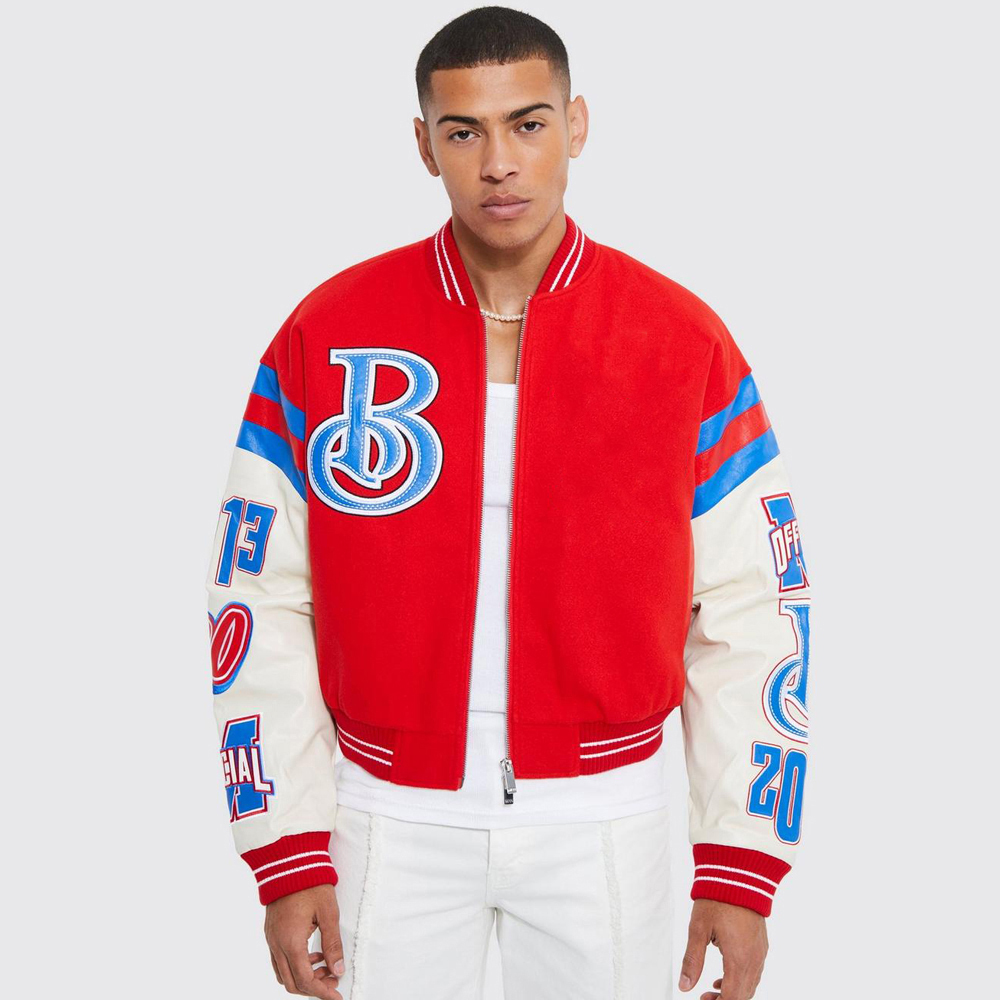 Oversized Boxy Jersey Varsity Jacket