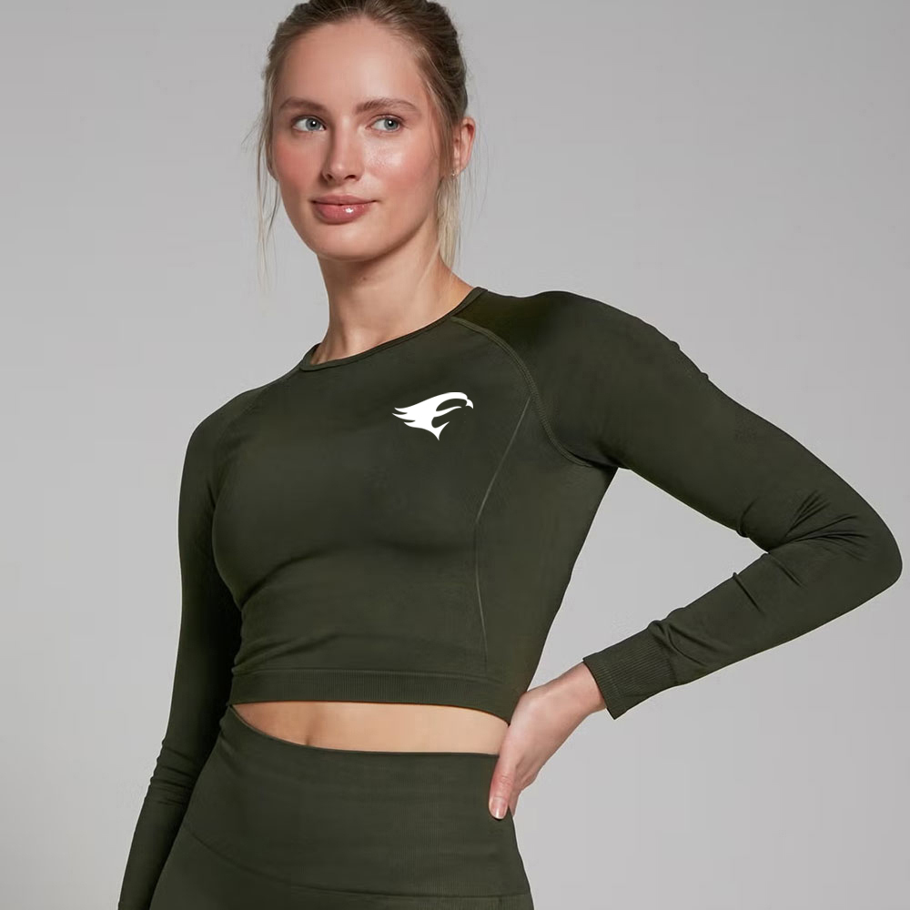 Seamless Long Sleeve Crop Top - Forest Green