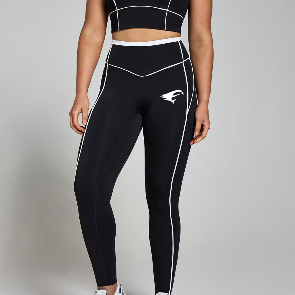 Contrast Texture Leggings - Black